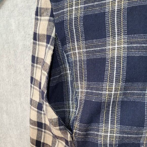 Kori America Flannel Womens Small Blue Tan Plaid Button Down Shirt Top - Picture 3 of 8